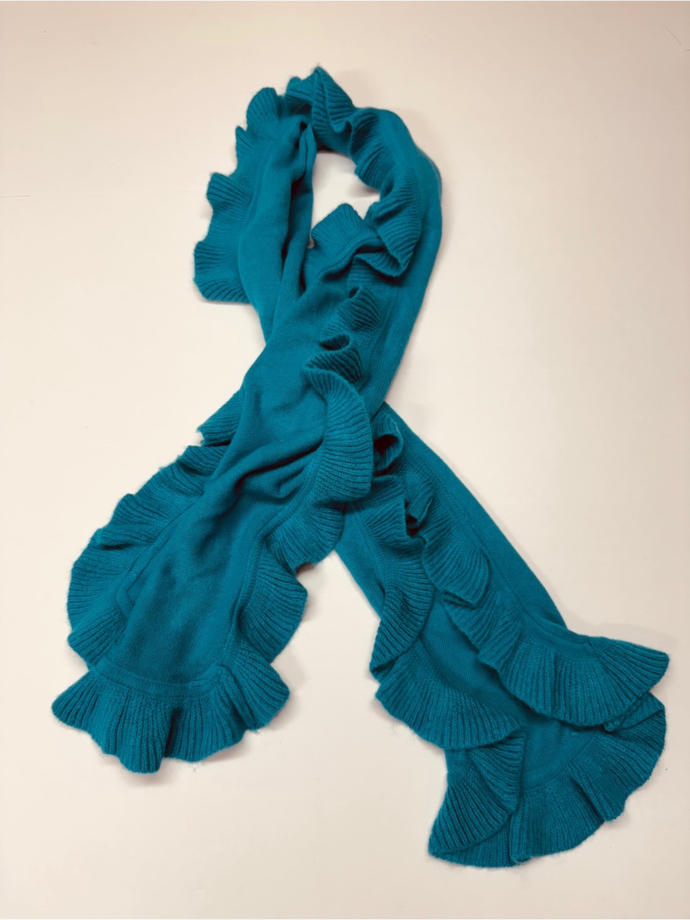 Teal Ruffle Knit Scarf